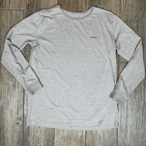 Columbia Sportswear Company Mens Long Sleeve Shirt Gray Logo Graphic Top Large - Picture 1 of 9